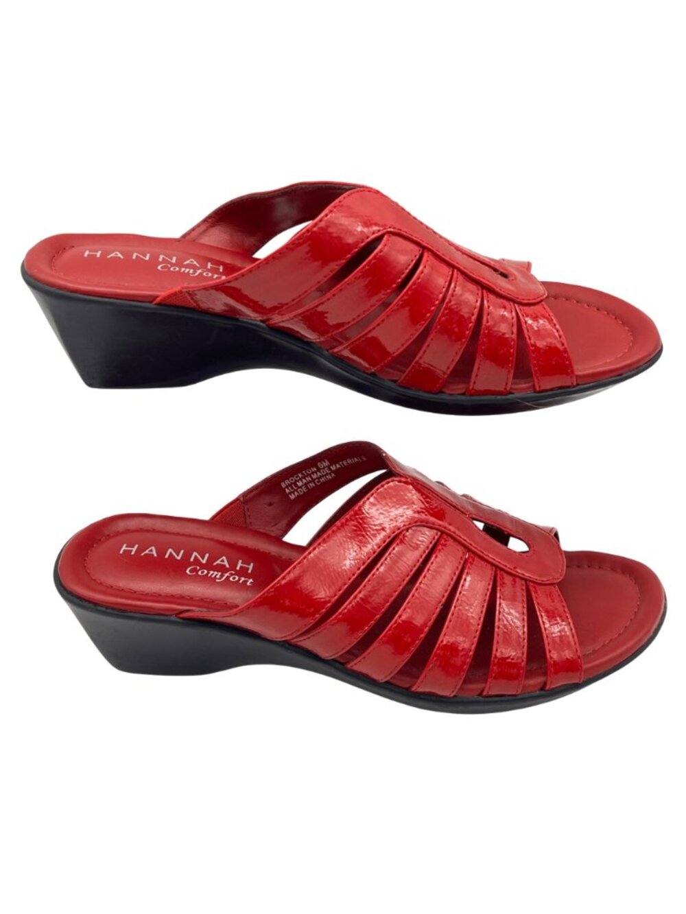 Hannah Comfort Red Slip-On Sandals With Cutout Strap Design Womens Shoes Size 6M - Picture 2 of 12